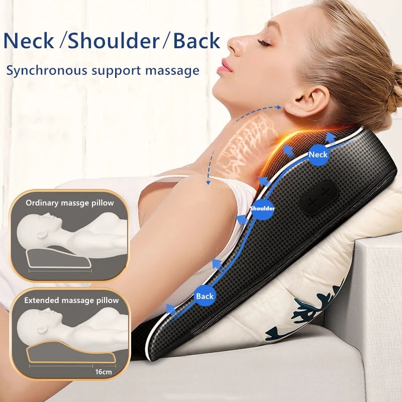 Jinkairui Electric Shiatsu Neck Massager with Heating - Vibrating Massage Pillow for Head, Neck, and Back Relief