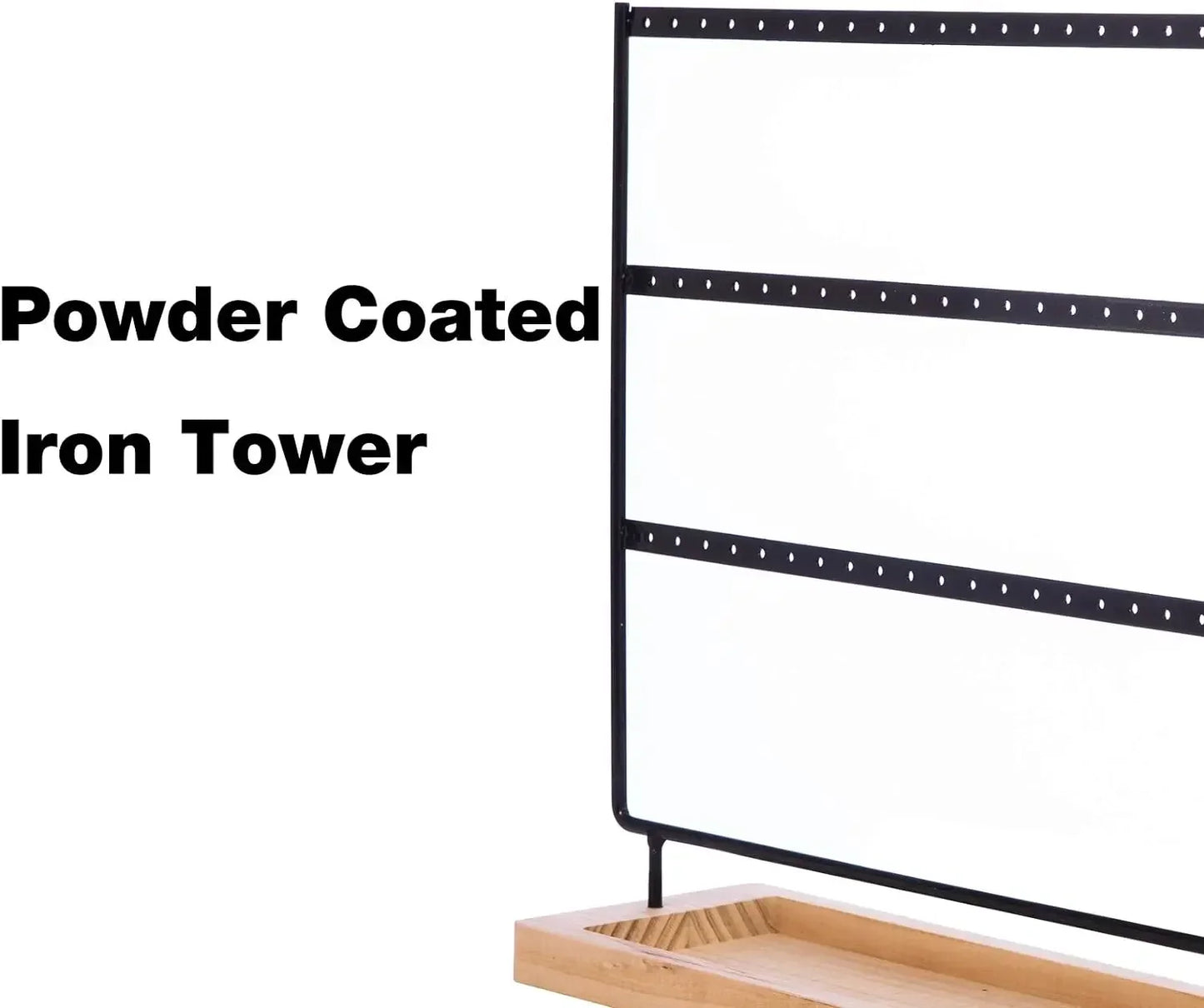 3 Tier Earring Holder Stand - 69 Holes Jewelry Organizer with Wooden Storage Tray, Desktop Bracelet Display