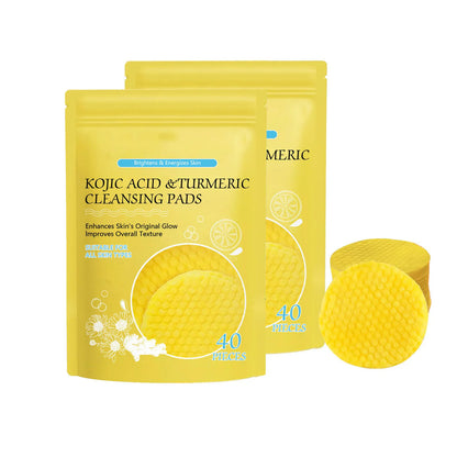 40-120pcs Turmeric and Kojic Acid Cleansing Pads - Exfoliating Facial Sponges for Deep Cleansing and Washing