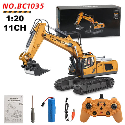 1:24 Scale 9CH RC Alloy Dump Truck - Remote Control Engineering Vehicle, Heavy Excavator and Forklift Toy for Boys