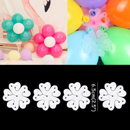 Flower Shape Balloon Clips - Plastic Decoration Accessories for Baby Shower, Wedding, Birthday Party, Plum Clip for Globos Balloons