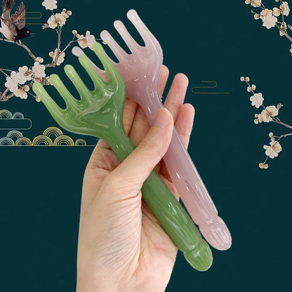 Resin Head Massager: Scalp Gua Sha for Body, Neck, and Leg Massage - Five-Claw Scraping Stick for Deep Tissue Massage