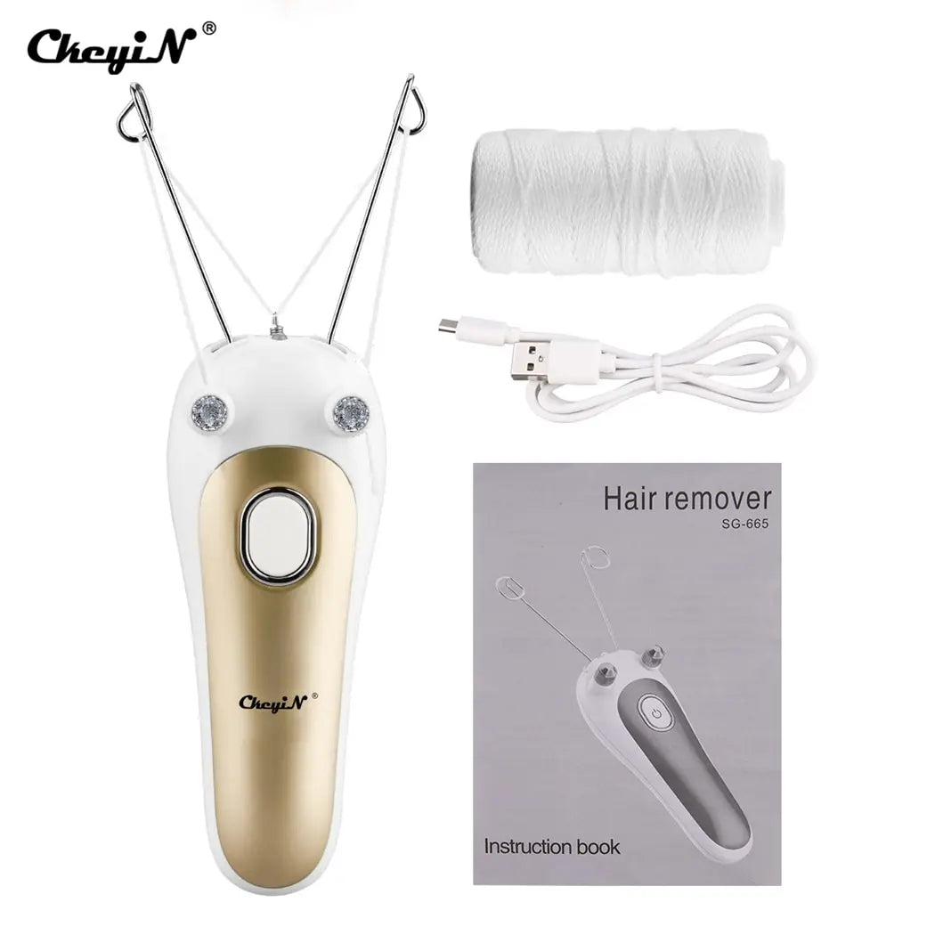 USB Rechargeable Women's Hair Remover - Cotton Thread Body Epilator for Legs, Arms, and Neck, Lady Beauty Shaver