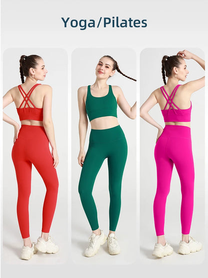 2024 Women's 2 Piece Yoga Tracksuit - Quick Dry Breathable Fitness Set with Sports Bra and Leggings