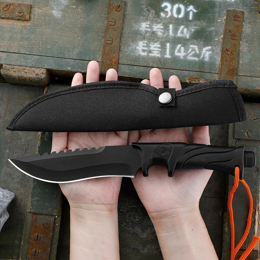 Fixed Blade Camping and Hunting Knife – Tactical Bowie Knife with Sheath, Full Tang Design