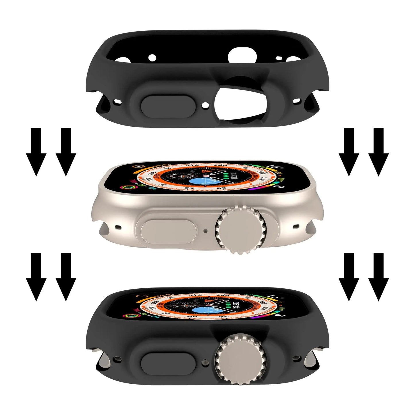 Silicone Bumper Cover for Apple Watch Ultra 2 & Series SE to 9 - Protective Accessories for Various Sizes