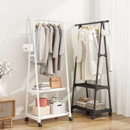 Mobile Triangle Clothes Hanger - Floor Standing Coat Rack with Wheels, Multi-Function Bedroom and Living Room Clothes Organizer