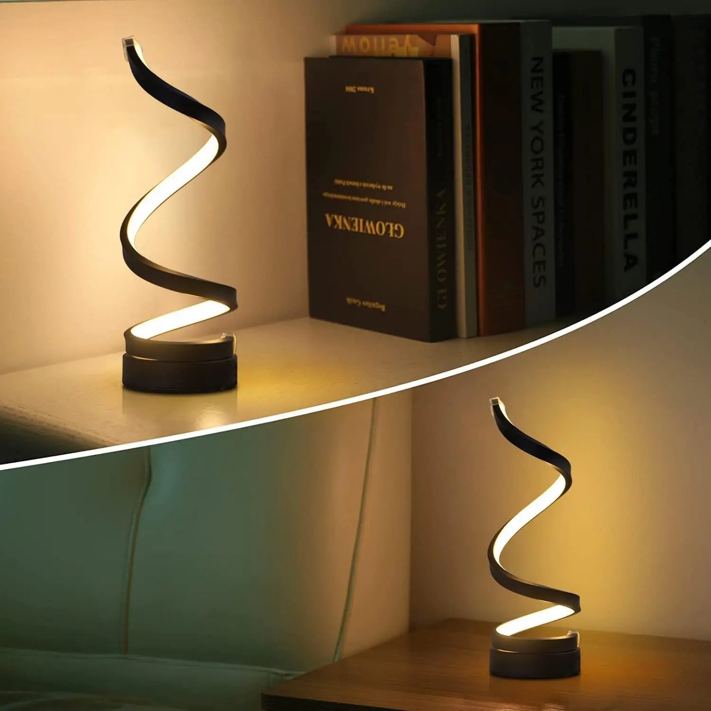 Modern Spiral LED Table Lamp: Dimmable Lighting for Living Room, Bedroom, Office - Stylish Nightstand Decor