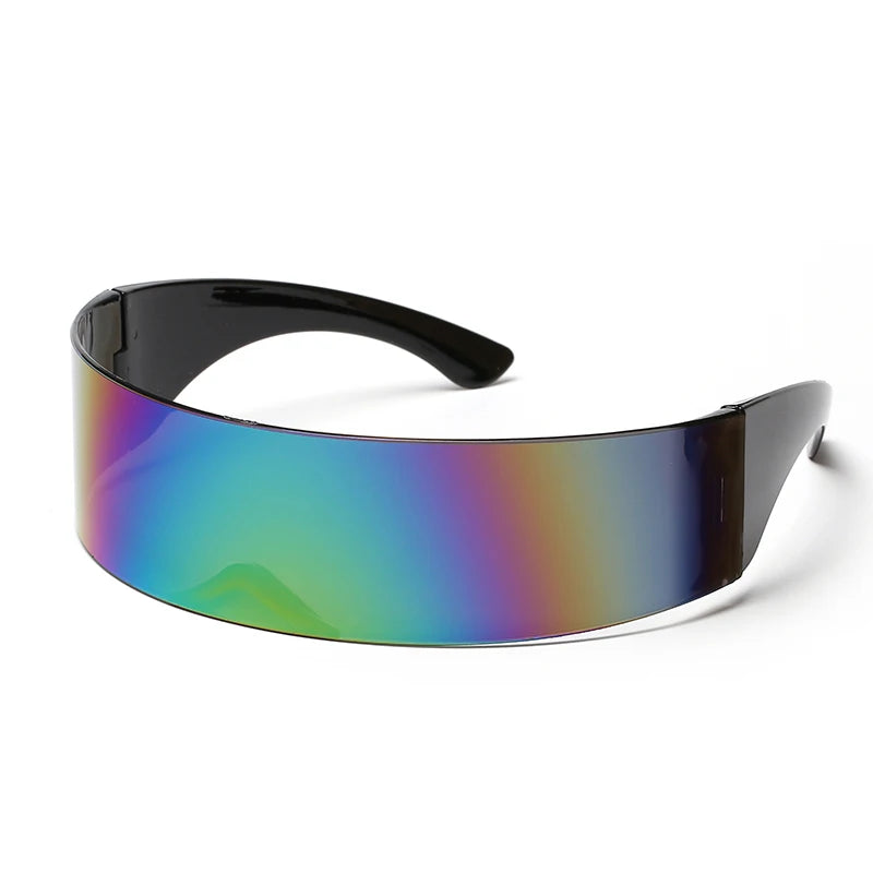 UV400 Futuristic Cyclops Visor Sunglasses - Narrow Design, Mirrored Lens, Personality Costume Eyewear for Men