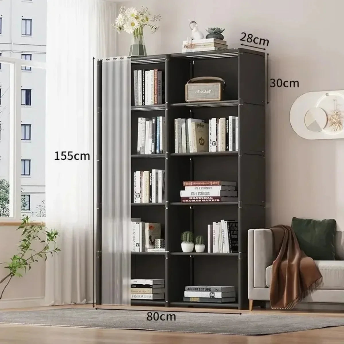 6/5 Layers Dustproof Wardrobe - High Capacity Assembly Storage Cabinet with Partition for Bedroom and Bookshelf Organization