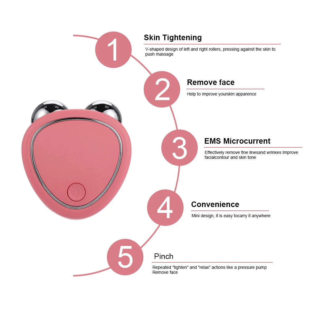 EMS Face Lifting Machine - Facial Massager with Microcurrent Roller for Skin Tightening, Rejuvenation, and Anti-Wrinkle Beauty Care