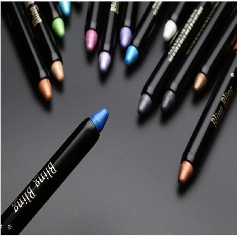 Pearlescent Waterproof Eyeshadow Pencil Stick: 15 Colors Glitter Shimmer Eye Shadow Pen - Long-Lasting Eyeliner Stick for Makeup