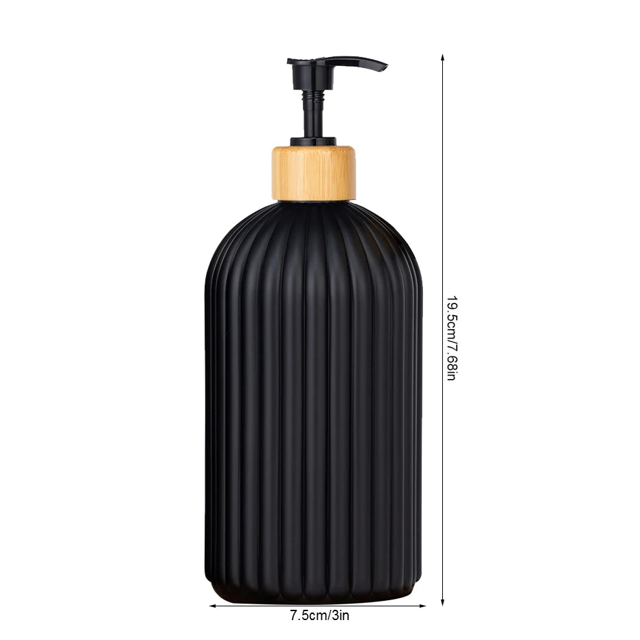 Bamboo Pump Strip Soap Dispenser - Refillable for Shampoo, Conditioner, Hands, and Dishes Soap in Kitchen/Bathroom