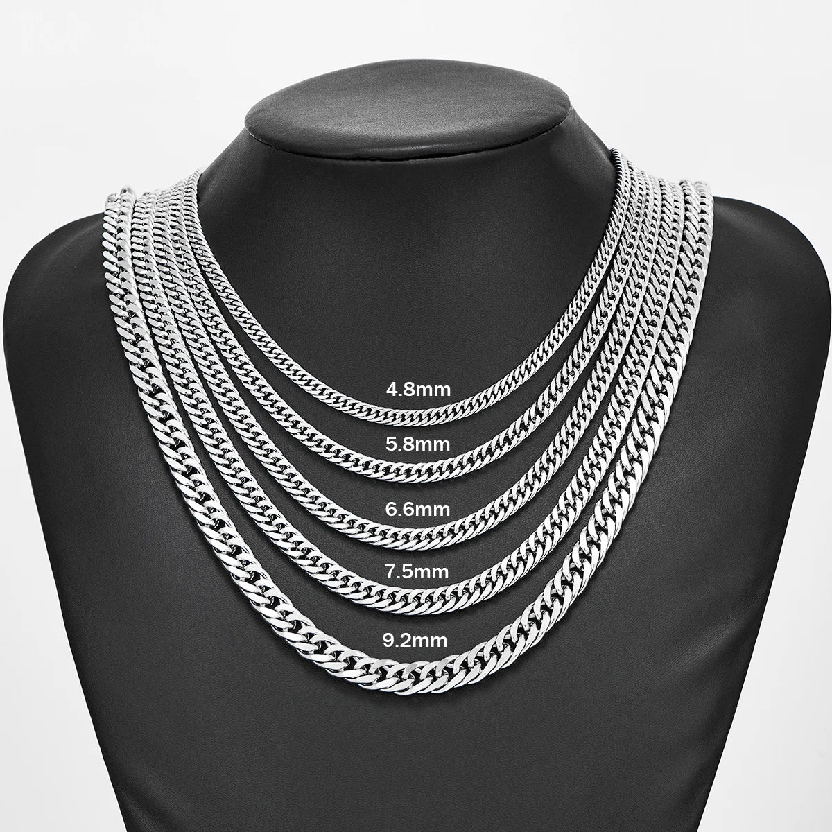 Stainless Steel Cuban Link Chains for Men and Boys - Classic Curb Chunky Necklaces in 4.8mm to 9.2mm, 14 to 30 Inches