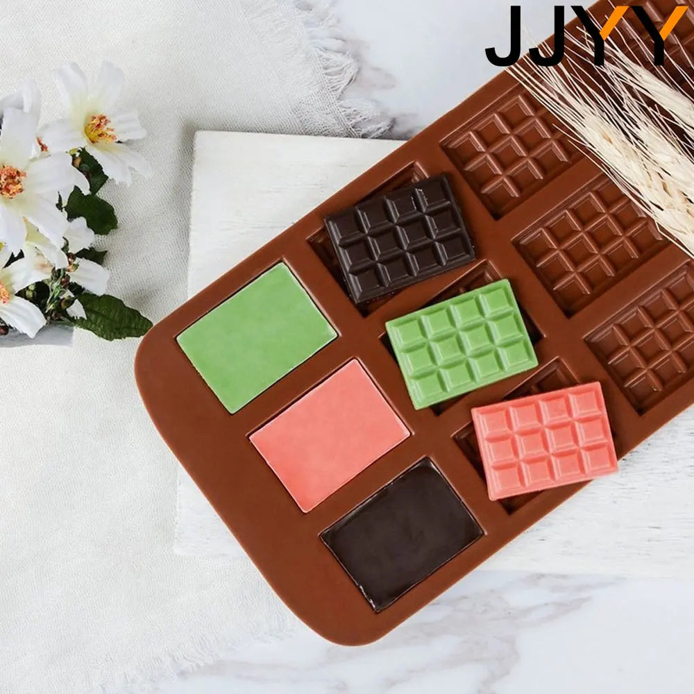 JJYY Silicone Mold: 12 Even Chocolate & Fondant Candy Bar Mould - DIY Cake Decoration Tools & Baking Accessories