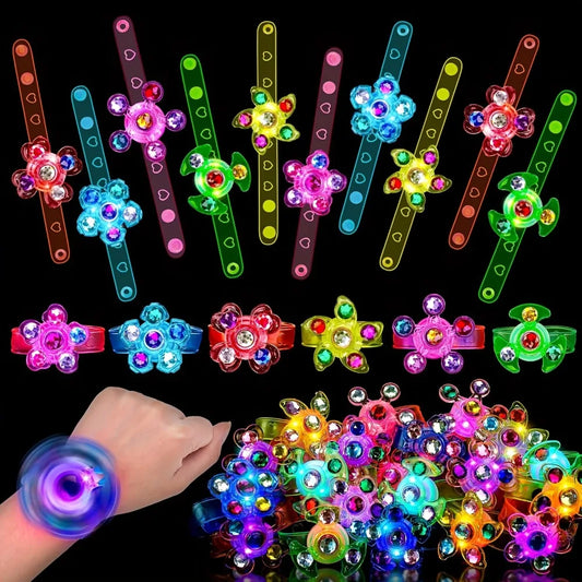 12 Pcs LED Luminous Fidget Spinner Bracelets - Kids Party Favor, Gift Bag Filler and  Carnival Return Gifts