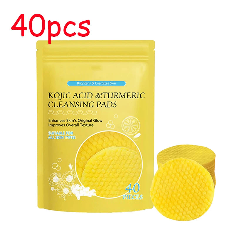 40-120pcs Turmeric and Kojic Acid Cleansing Pads - Exfoliating Facial Sponges for Deep Cleansing and Washing