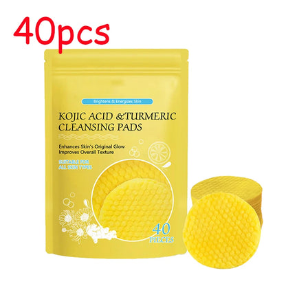 40-120pcs Turmeric and Kojic Acid Cleansing Pads - Exfoliating Facial Sponges for Deep Cleansing and Washing