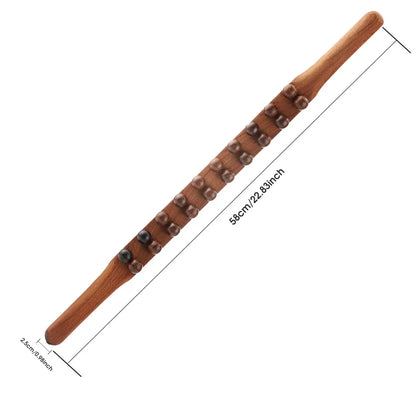 20-Bead Universal Beech Wood Scraping Stick - Back Massage Tendons Point Treatment Guasha Therapy Tool for Abdominal Massager Relaxation