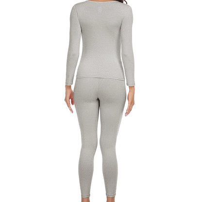 Women's Long John Thermal Underwear Set - 2 Piece Seamless Warm Pajamas with Top and Leggings for Autumn Winter