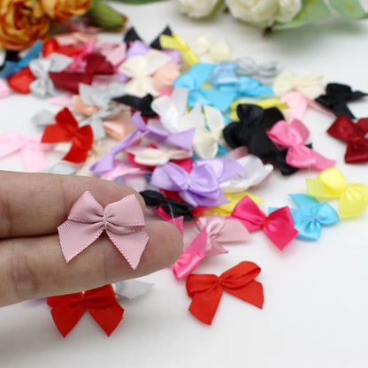 50/100pcs Mix Satin Ribbon Bows - 25mm Hand Bow-knot Tie Small Bows for Crafts and Christmas Party Decor Accessories