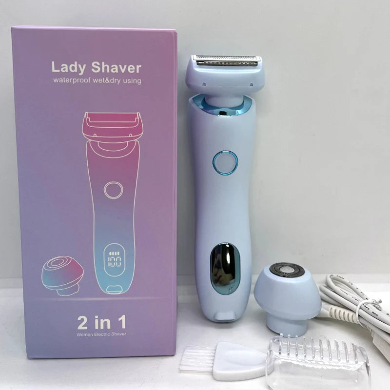 Electric Razors for Women - 2 in 1 Bikini Trimmer and Face Shavers, Hair Removal for Underarms and Legs, IPX7 Waterproof Body Trimmer