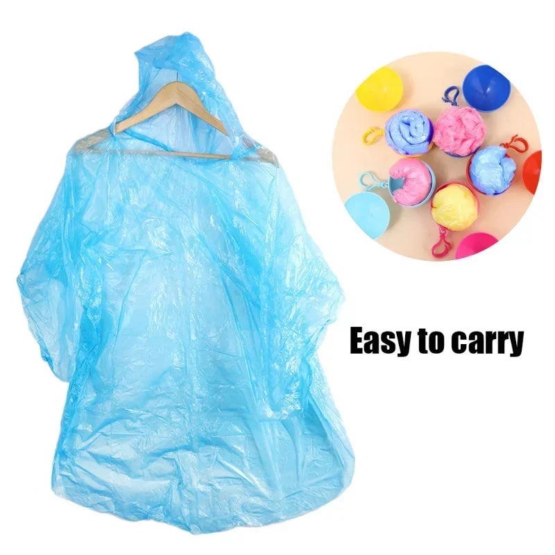 Disposable Raincoat Set - 5/1Pcs Portable Rain Coats with Keychain Ball for Easy Travel Carry - Waterproof Rainsuit for Traveling and Emergencies