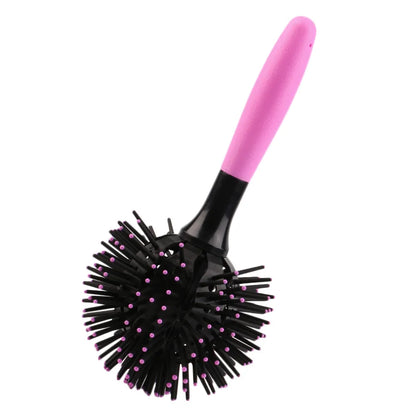 3D Round Hair Brushes Comb - Salon Styling Tools for 360 Degree Ball Styling - Magic Detangling Hairbrush, Heat Resistant