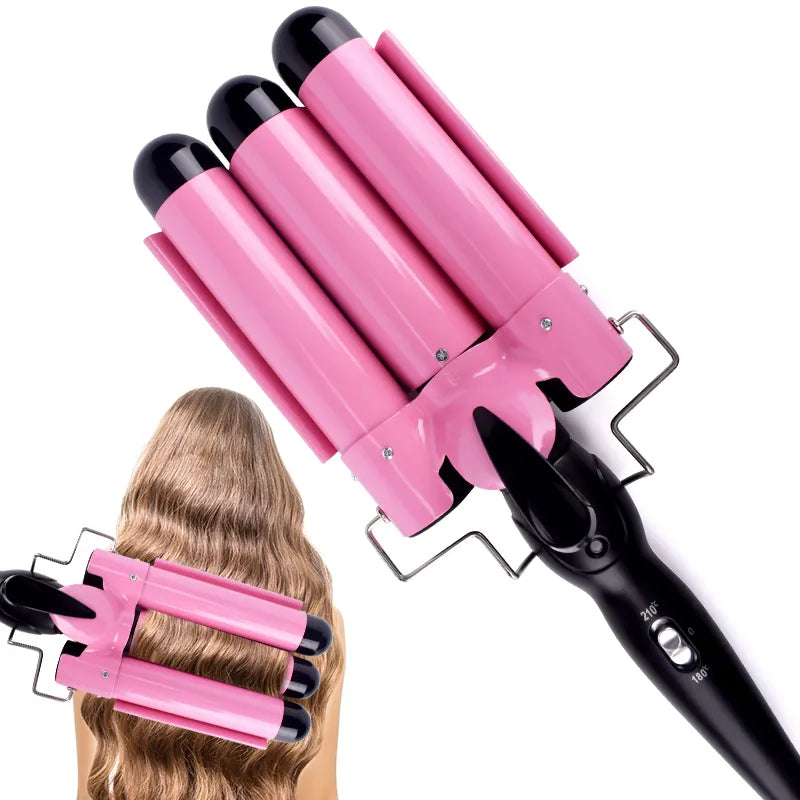 Professional Ceramic Triple Barrel Hair Curling Iron | Hair Wave Waver Styling Tools | Hair Styler Wand