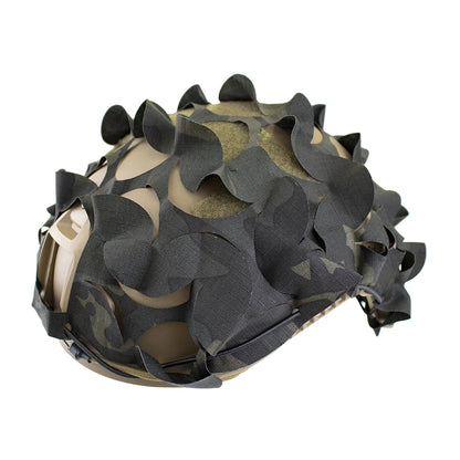 3D Camo Net Airsoft Helmet Cover - Laser Cut Nylon with Drawstring, CS Wargame Paintball Paratrooper Hunting Accessories