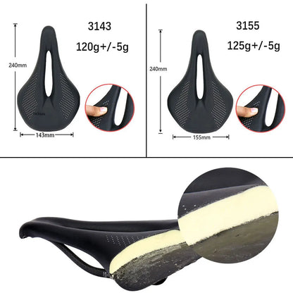 ELITA ONE Carbon Saddle | Super Light MTB/Road Bike Seat with Leather Carbon Cushions - 96g