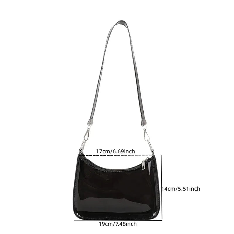 Y2K Clear Jelly Shoulder Bag for Women - Small Zipper Underarm Purse & Fashion Handbag