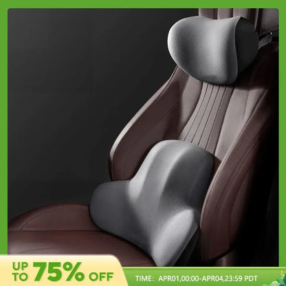 Car Memory Foam Neck Pillow: Protection Lumbar Backrest Cushion and Headrest Cushion Combo