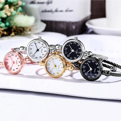 YIKAZE Gold Bangle Bracelet Watch - Stainless Steel Retro Ladies Quartz Wristwatch, Fashion Casual Thin Chain Design