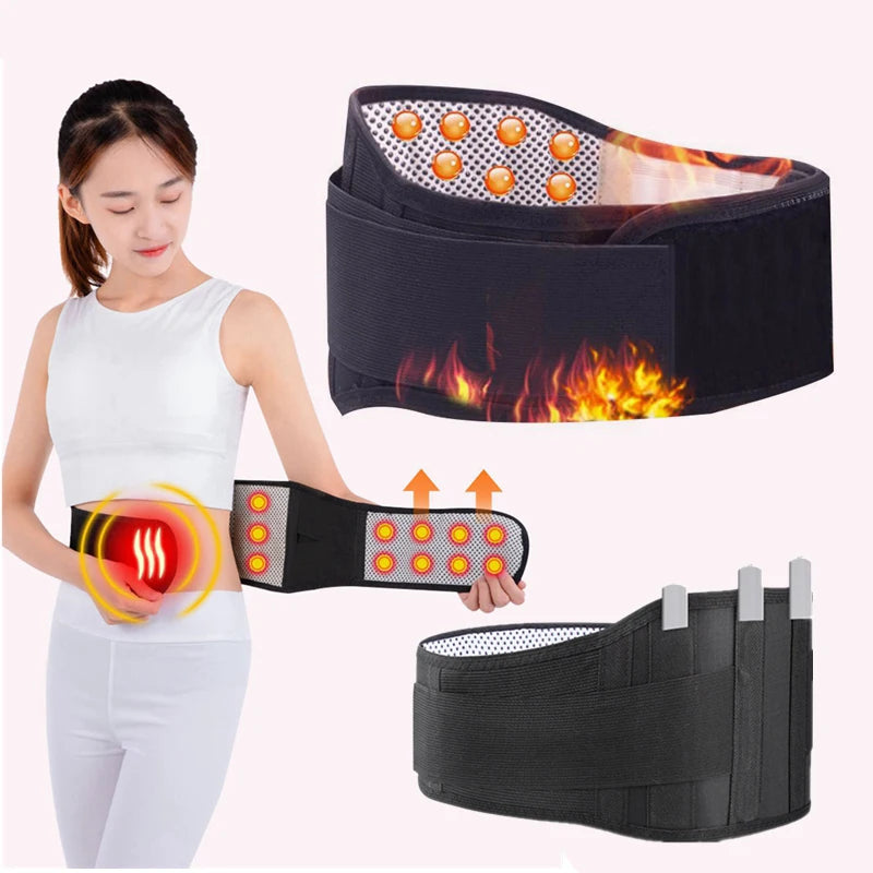 Adjustable Tourmaline Self-Heating Magnetic Therapy Waist Belt – Lumbar Support Brace, Double Banded for Back Pain Relief