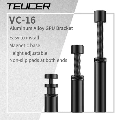 TEUCER VC-16 Vertical Graphics Card GPU Holder: Telescopic Rotating Stand with Magnetic Bracket