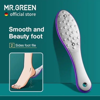 MR.GREEN Professional Double-Sided Foot File - Stainless Steel Pedicure Tool for Dead Skin and Callus Removal