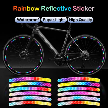 20Pcs/Set Rainbow Reflective Sticker: Night Glow Sticker for Bike Wheels, Car, Motorcycle - Safety Warning Stickers