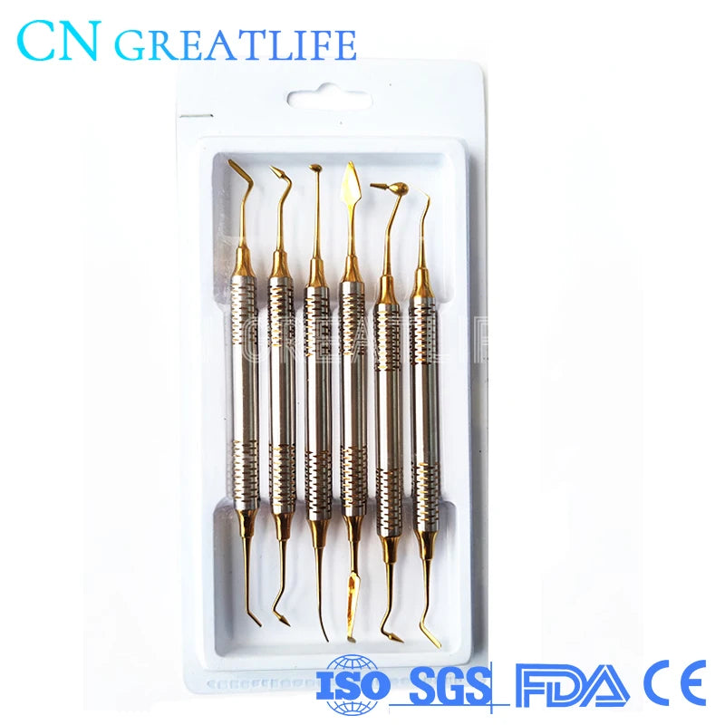 GreatLife Dent Head Resin Filler Set | Dental Composite Resin Filling Spatula | Titanium-Plated Thick Handle Restoration Instrument