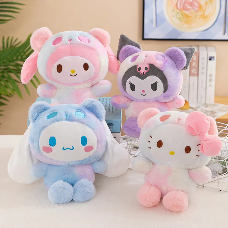 Sanrio 25cm Kuromi and Cinnamoroll Plush Toys - Kawaii Anime Soft Stuffed Animals - Adorable Plushie Pillow for Children's Gifts