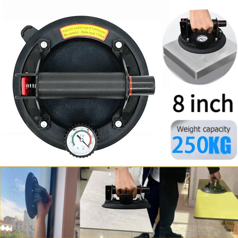 8 Inch 250KG Air Pump Vacuum Suction Cups Powerful Heavy-Duty Strong Hand Pump Sucker Lifted Magnets Handling Tools