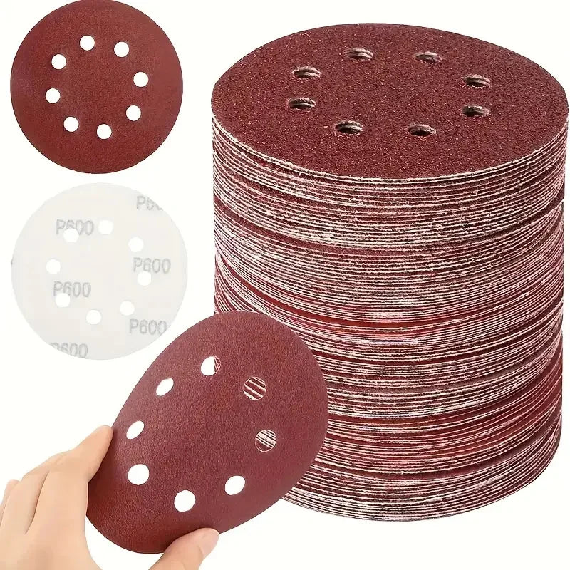 8 Hole 125mm Sandpaper Grinding Disc | Woodworking Metal Abrasive Polishing Tool | 60/120/180/240/400 Grit Options