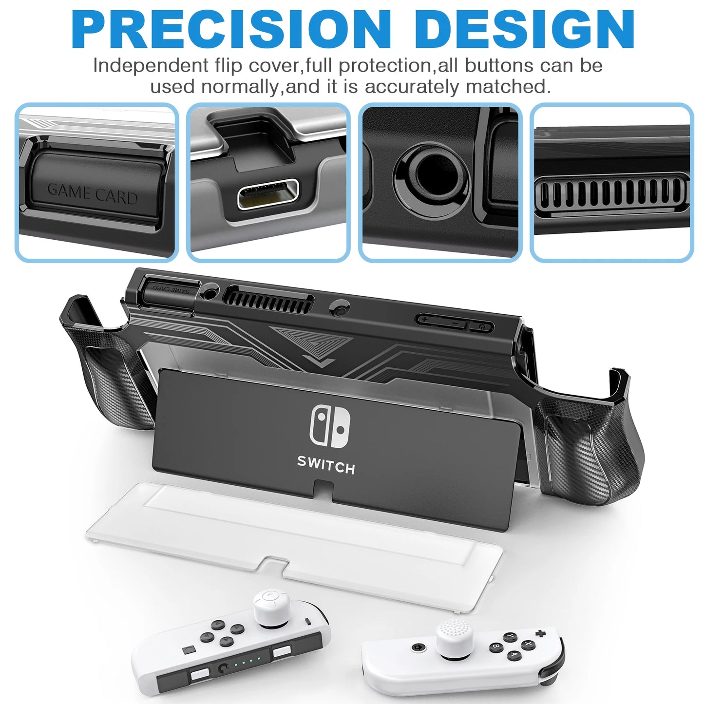 TPU and PC Protective Case for Switch OLED Model, Compatible Cover for Nintendo Switch OLED