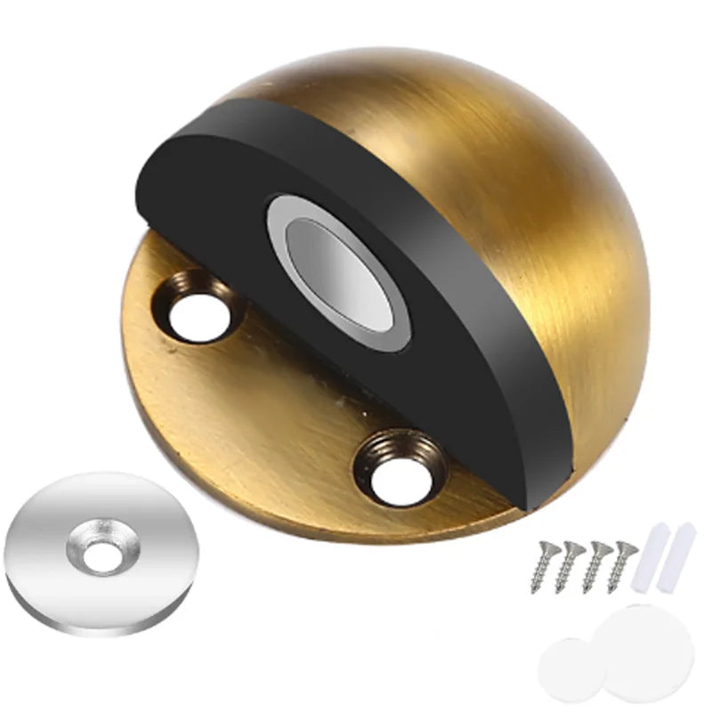 Stainless Steel Magnetic Door Stopper - Punch-Free Anti-Collision Rubber Semi-Circle with Magnetic Suction