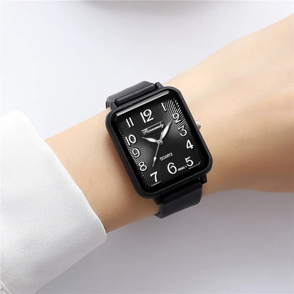 Fashion Lady’s Digital Quartz Watch – Rectangle Design, Leisure Brand, Sports Silicone Strap, Simple Women’s Clock