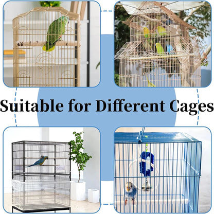 Adjustable Bird Cage Net Cover - Soft Skirt Guard and Feather Catcher - Nylon Mesh Netting for Round and Square Cages