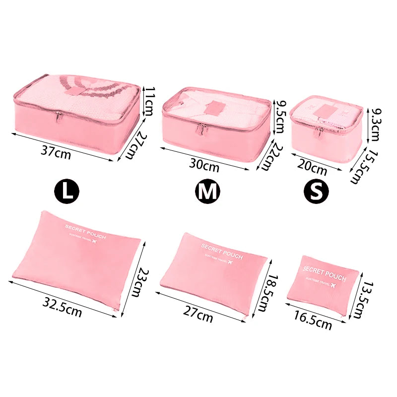 6pcs Portable Travel Organizer Storage Bags: Suitcase & Luggage Organizer Set for Women