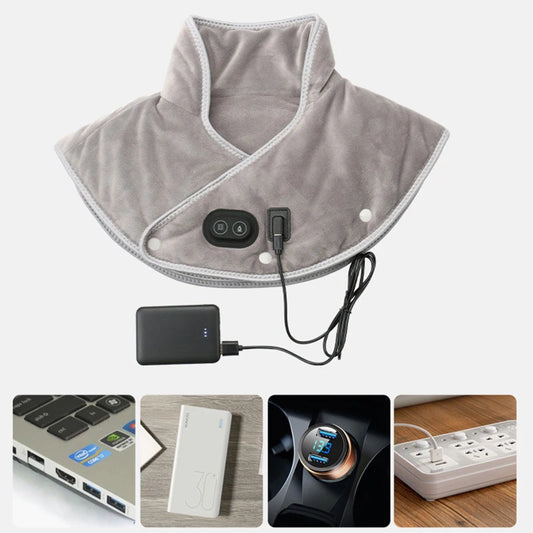 Heated Neck Heating Pad Wrap | USB Electric Shoulder Massager for Pain Relief, Office/Home Warming Tool