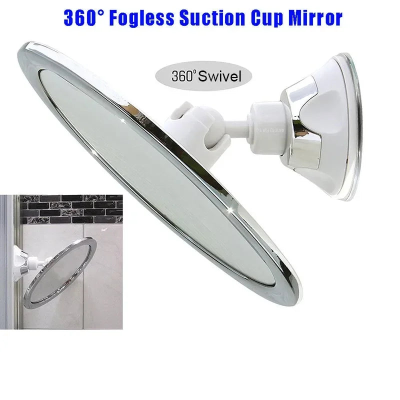 Fogless Makeup Mirror with Suction Cup Holder: 360 Rotation, Shower Shave Round Mirrors - Fog-Free Bathroom Mirror, Washroom Essential