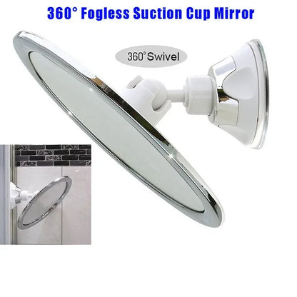 Fogless Makeup Mirror with Suction Cup Holder: 360 Rotation, Shower Shave Round Mirrors - Fog-Free Bathroom Mirror, Washroom Essential